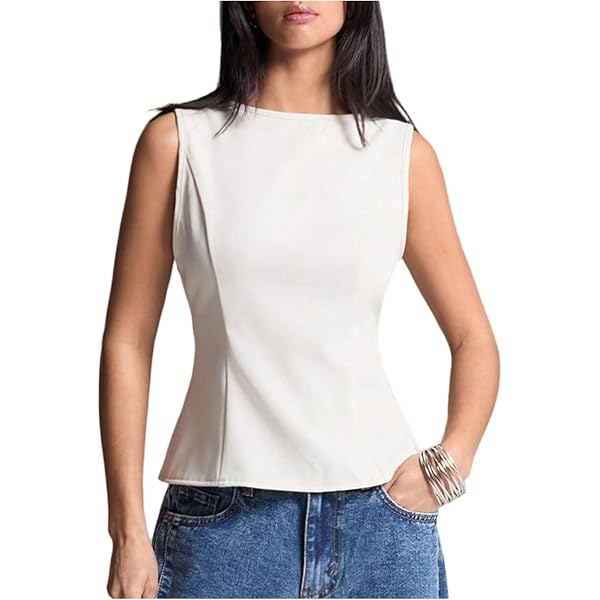 CIDER Shirts for Women Boat Neck Sleeveless Tank Top Linen Blend